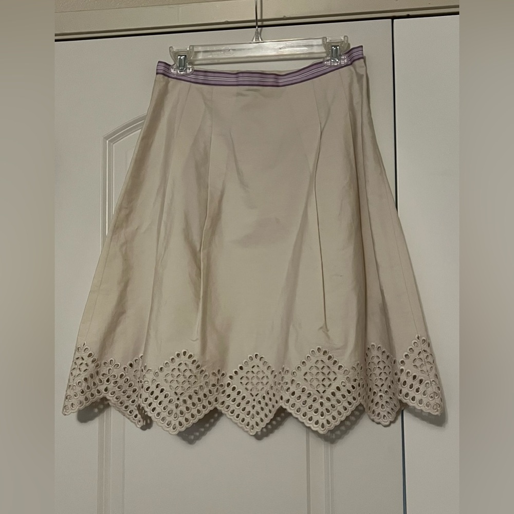 Banana Republic Cream Skirt with Ribbon waistband Size 2 - Picture 2 of 4
